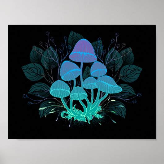 Poster Champignons dans les buissons (Devant)
