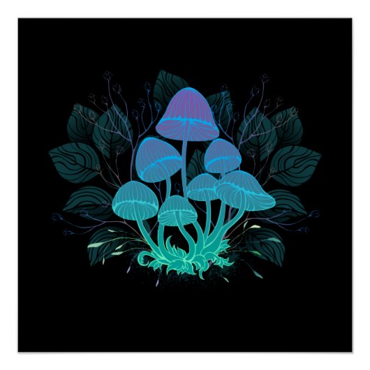 Poster Champignons dans les buissons (Devant)