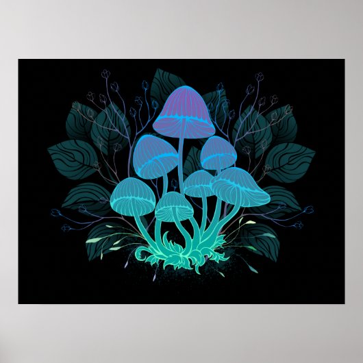 Poster Champignons dans les buissons (Devant)