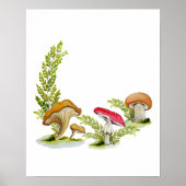 Poster Champignons d'aquarelle dans une clairière foresti (Devant)