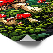 Poster Champignons de dessin animé de conte de fées Forêt (Coin)