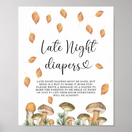 Poster Champignons de forêt - Jeu de couches de nuit tard (Devant)