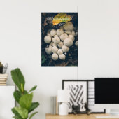 Poster Champignons de la boule blanche parmi les feuilles (Bureau à domicile)