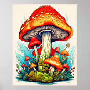 Poster Champignons de la forêt sauvage