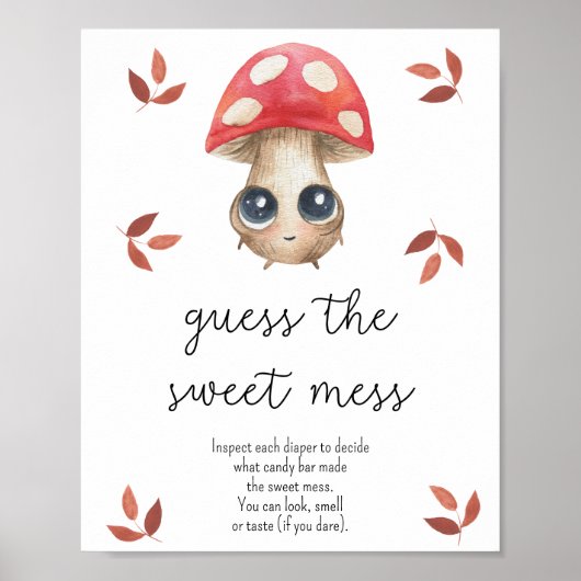 Poster Champignons - devinez le doux baby shower de la pa (Devant)