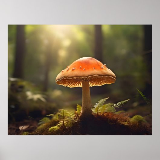 Poster Champignons en pleine forêt (Devant)