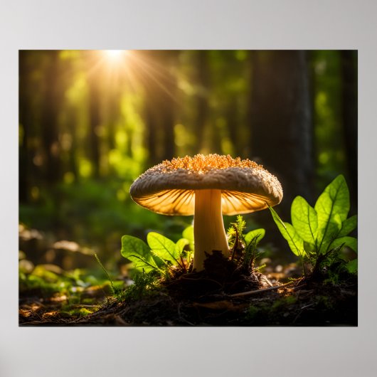 Poster Champignons en pleine forêt (Devant)