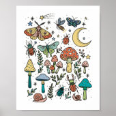 Poster Champignons et bugs Salle de nuit Forêt pour enfan (Devant)