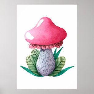 Poster Champignons Et Feuilles