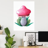 Poster Champignons Et Feuilles (Bureau à domicile)