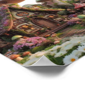 Poster champignons et fleurs géants du village de fairy (Coin)