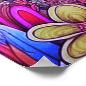 Poster Champignons fantaisistes rouges + bleus + roses su (Coin)