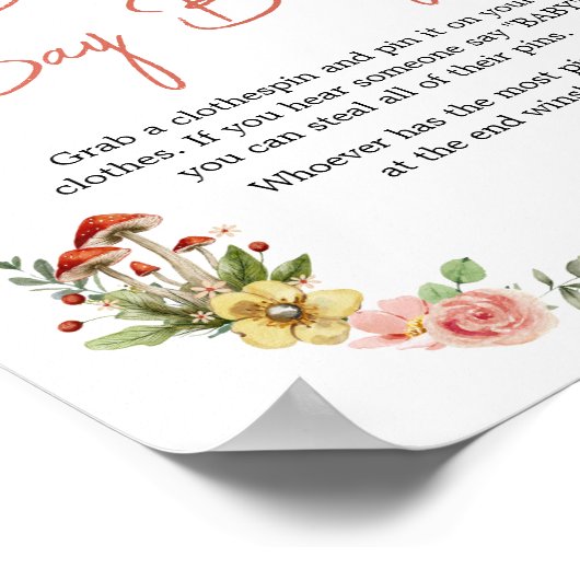 Poster Champignons Fleurs sauvages enchantés Ne pas dire (Coin)