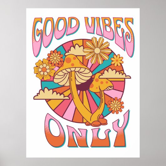 Poster Champignons Good Vibes seulement (Devant)