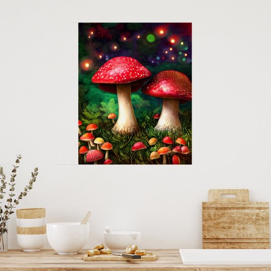 Poster Champignons Imaginaire de la forêt enchantée (Cuisine)