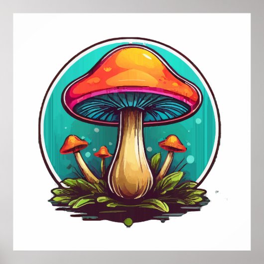 Poster Champignons Magiques Colorés (Devant)