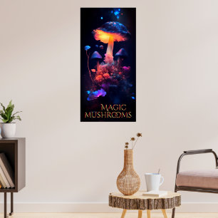 Poster Champignons Magiques Luminescents - Art Rétro
