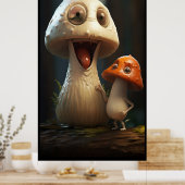 Poster Champignons mignons (Cuisine)