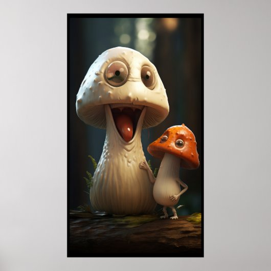 Poster Champignons mignons (Devant)