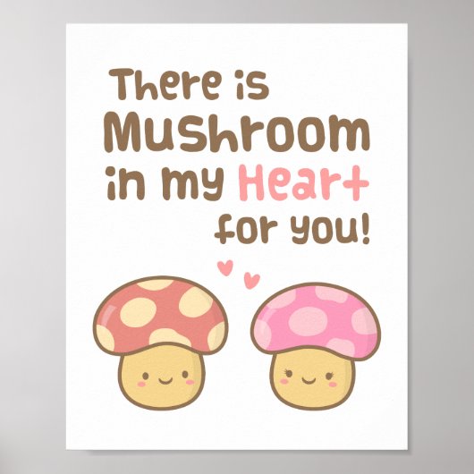 Poster Champignons mignons dans mon coeur pour vous amour (Devant)