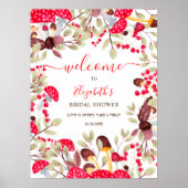 Poster Champignons mignons forêt rustique baby shower acc (Devant)