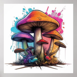 Poster Champignons psychédéliques Wonderland