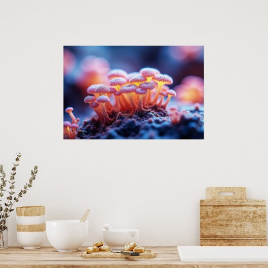 Poster Champignons roses Dreamy - Macro nature douce (Cuisine)