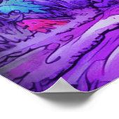 Poster Champignons roses sur fond noir sur un mur (Coin)