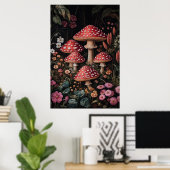 Poster Champignons rouges dans une forêt d'Imaginaires (Bureau à domicile)