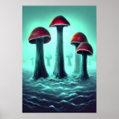 Poster Champignons rouges poussant dans la mer | AI Art P (Devant)