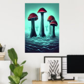 Poster Champignons rouges poussant dans la mer | AI Art P (Bureau à domicile)