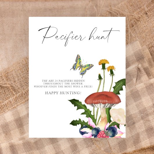 Poster Champignons sauvages baby shower chasse à la suce