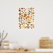 Poster Champignons sauvages sur fond blanc cassé (Cuisine)
