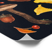 Poster Champignons sauvages sur fond noir (Coin)