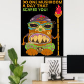 Poster Champignons Tiki Chef avec citation amusante, noir (Bureau à domicile)