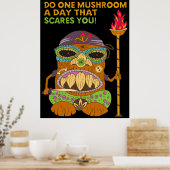 Poster Champignons Tiki Chef avec citation amusante, noir (Cuisine)