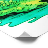 Poster Champignons verts sur fond blanc sur un mur (Coin)