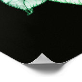 Poster Champignons Verts Translucides Fond Noir Mur (Coin)