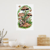 Poster Champignons verts Whimsical Enchantant Natur des b (Cuisine)