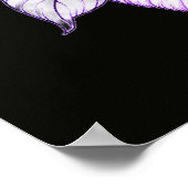 Poster Champignons Violet Clair Fond Noir Mur (Coin)