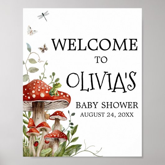 Poster Champignons Whimsical Champignons Accueil Automne (Devant)