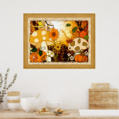 Poster Champignons Whimsical Imaginaire d'automne (Cuisine)