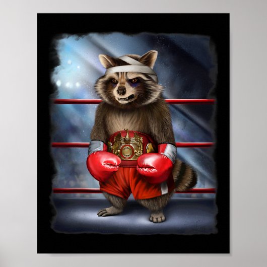 Poster Champion de boxe Raccoon Fighter (Devant)