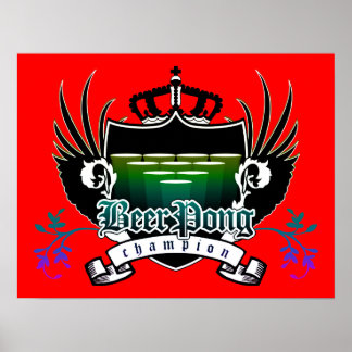 Poster champion de pong de bière royal crest