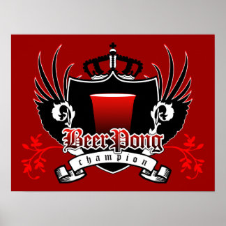 Poster champion de pong de bière royal crest