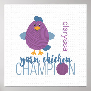 Poster Champion de poule pourpre et bleu