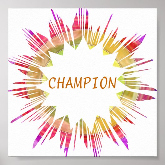 Poster CHAMPION : Modifier le texte à votre propre place (Devant)