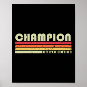 Poster Champion Nom de famille Funny Retro Vintage 80s An