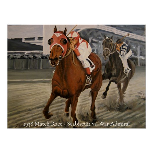 Poster Champion Pur Sang Gagne une Course Hippique (Devant)