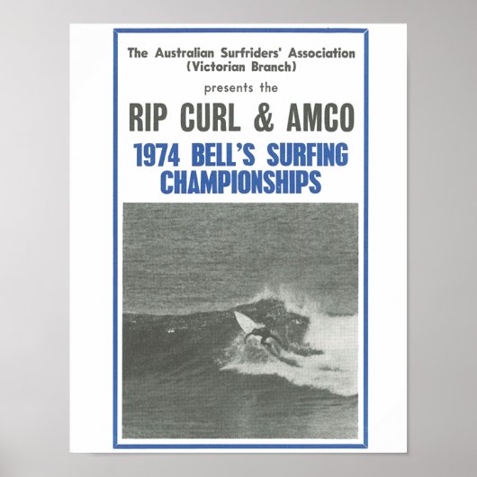 Poster Championnats de surf de Bells 1974, compétition de (Devant)